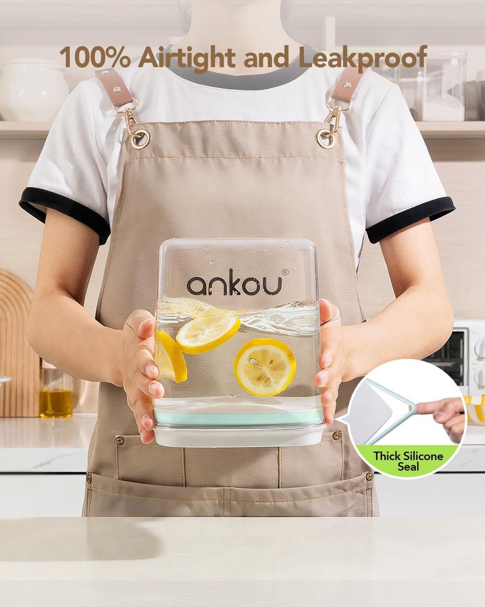 Ankou Food Storage Container Sets, 2.8 Qt + 4.2 Qt *2 Airtight Canisters with...