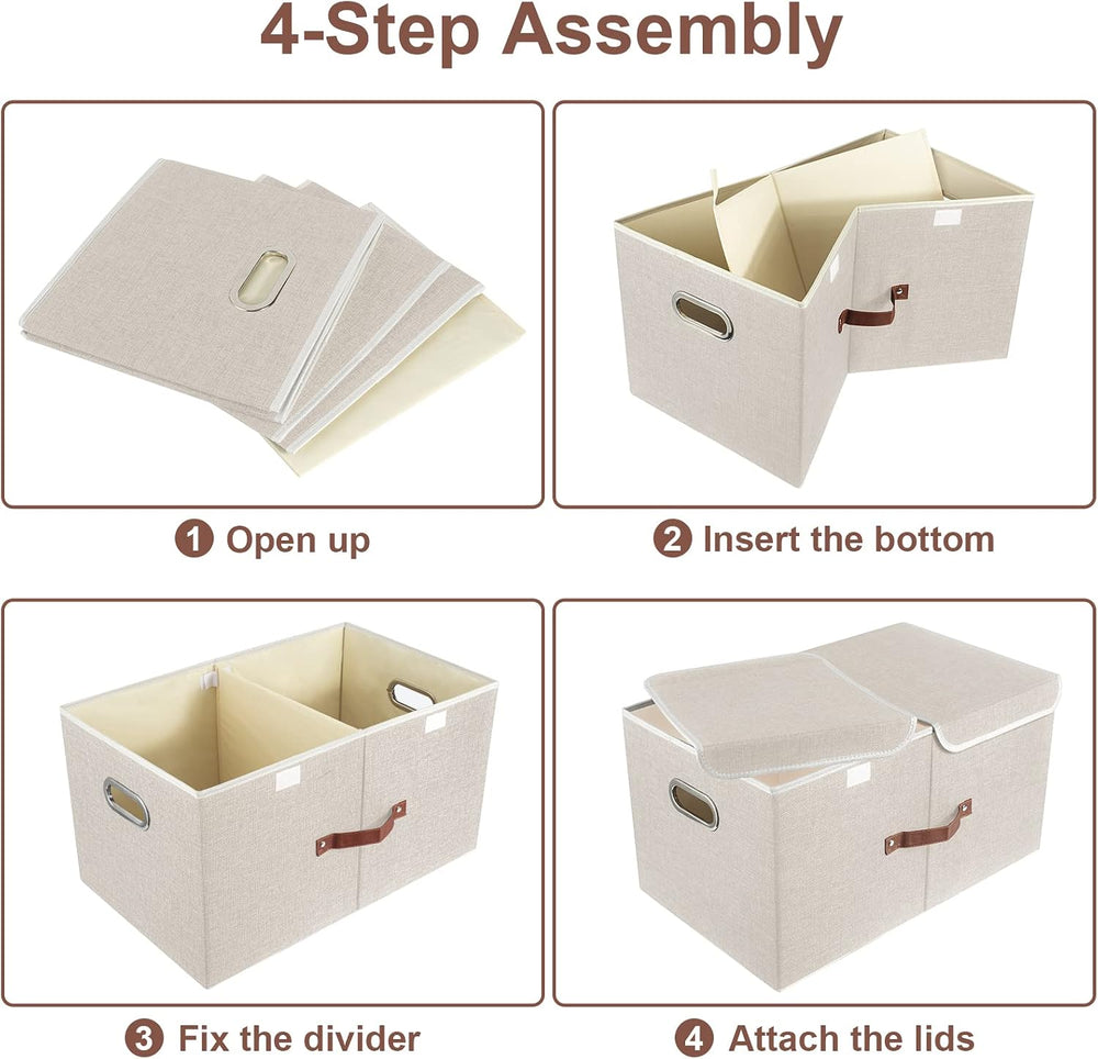 TYEERS Extra Large Collapsible Storage Bins with Lids and Compartments, Washa...