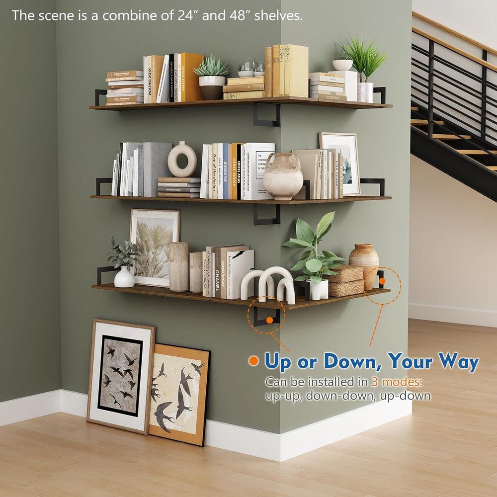 Harwaya Floating Book Shelves for Wall 3-Pack, 24 Inch Long Wall Mount Booksh...