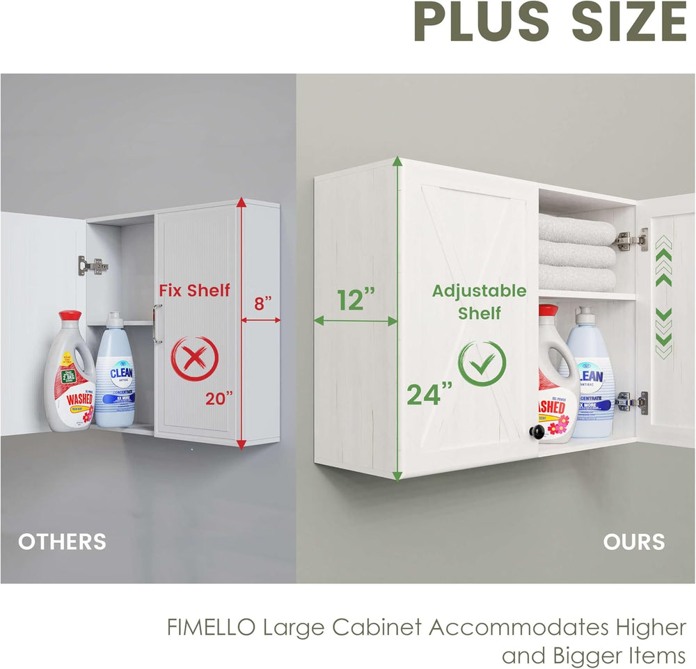 FIMELLO 30’’ Laundry Room Cabinets, Laundry Wall Cabinet Storage, Barn Door K...