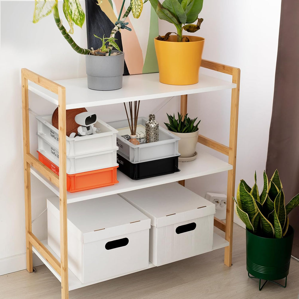 Stackable Storage Bin - Heavy-Duty Plastic Organizer Box and Tray with Straig...