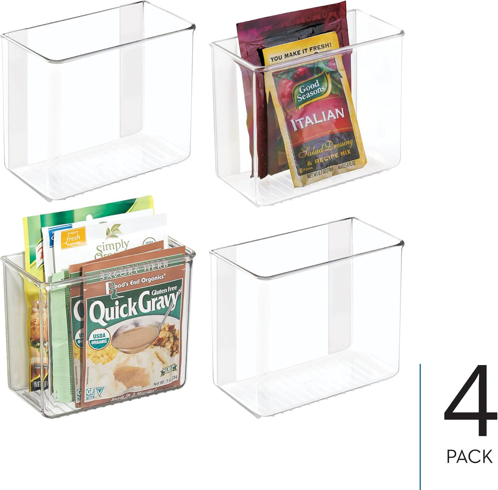 iDesign Adhesive Organizer Bin, Set of 4, Clear