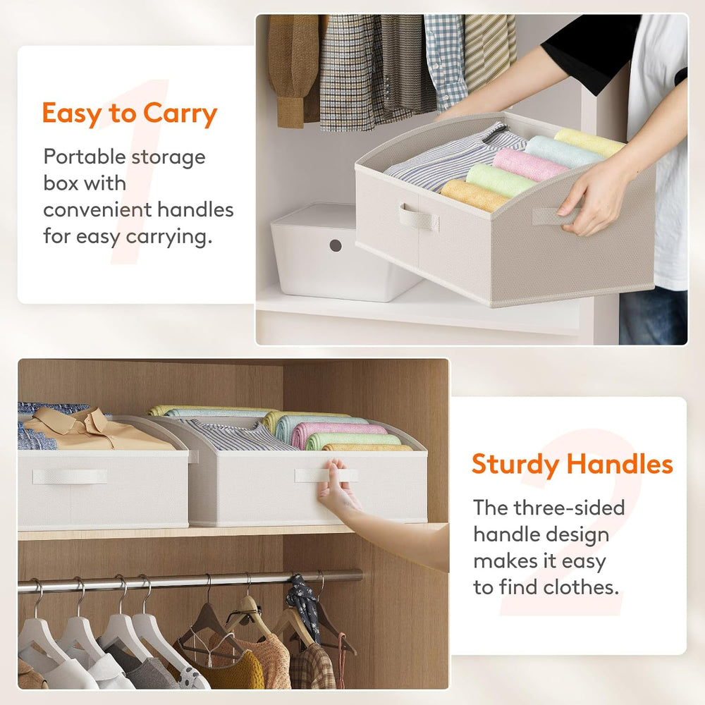 Lifewit Trapezoid Closet Storage Bin for Shelf, 6 Packs 23L, White