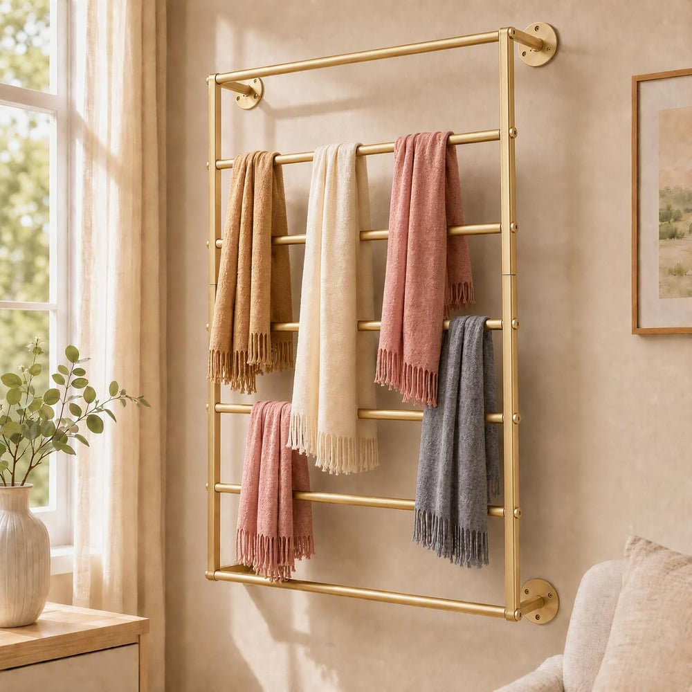 7-Tier Wall Display Rack,Wall Wrapping Paper Ribbon Organizer,Scarf Rack Belt...