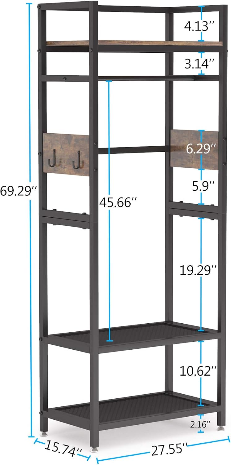 Tribesigns Small Heavy Duty Clothes Rack Set of 10 with Shelf and Hanging Rod...