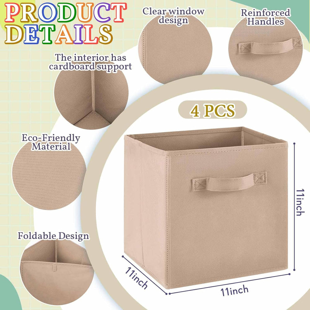 Yinder 12 Pcs Cube Storage Bin, Brown 10.5''x10.5''x11'&#...