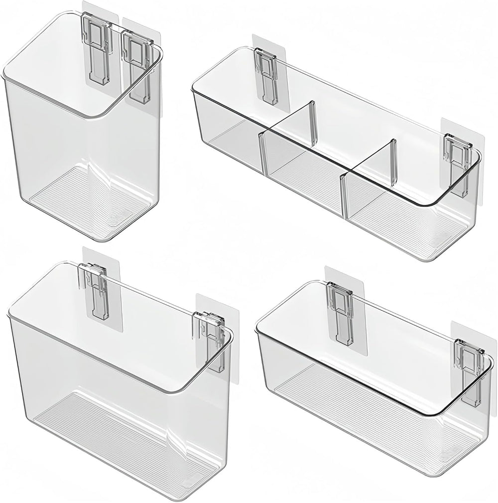 4 Pack Plastic Over Cabinet Door Organizer, Adhesive Mount Storage Organizer ...