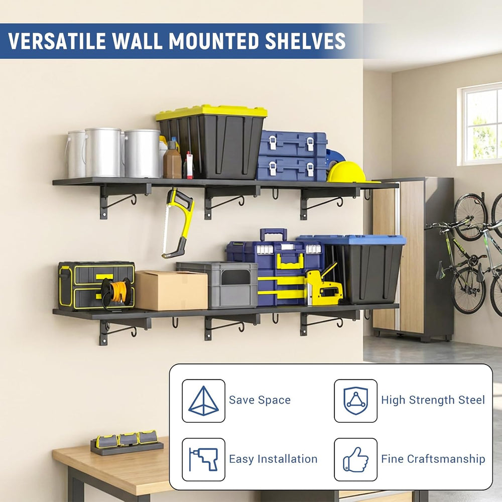 2 Pack Garage Wall Shelf, Heavy Duty Garage Shelving, 46"X 12.5" Wa...