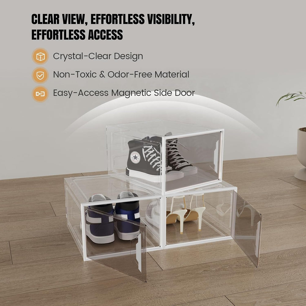 6 Pack Shoe Storage Box Organizer, Clear Thicken Stackable Plastic Shoe Boxes...