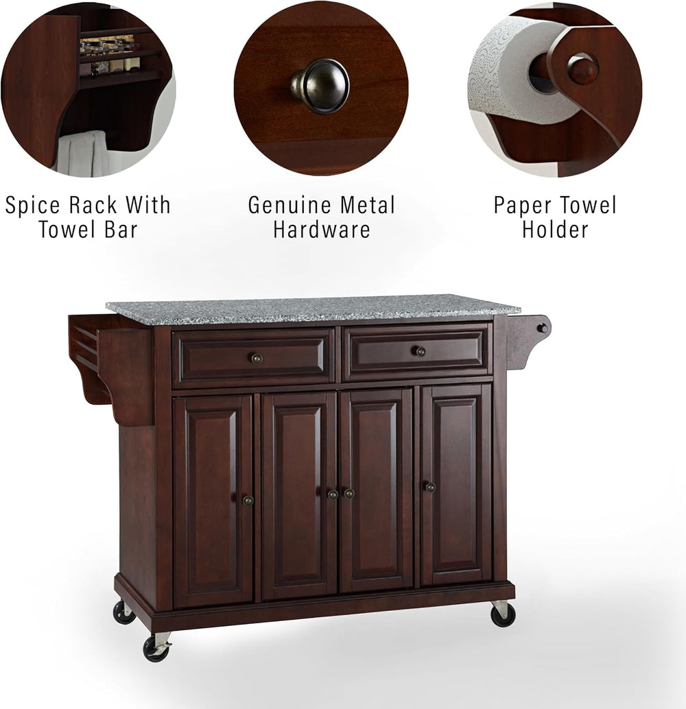 Crosley Furniture Full Size Granite Top Rolling Kitchen Island Storage Cart, ...