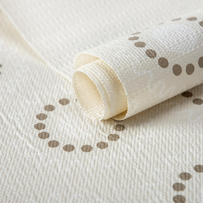12X120 Inch Shelf Liner for Kitchen Cabinets, PVC Drawer Liner for Dresser Non-Slip Bathroom, Non-Adhesive Cabinet Liner Washable (Beige Circle)(5 Roll)