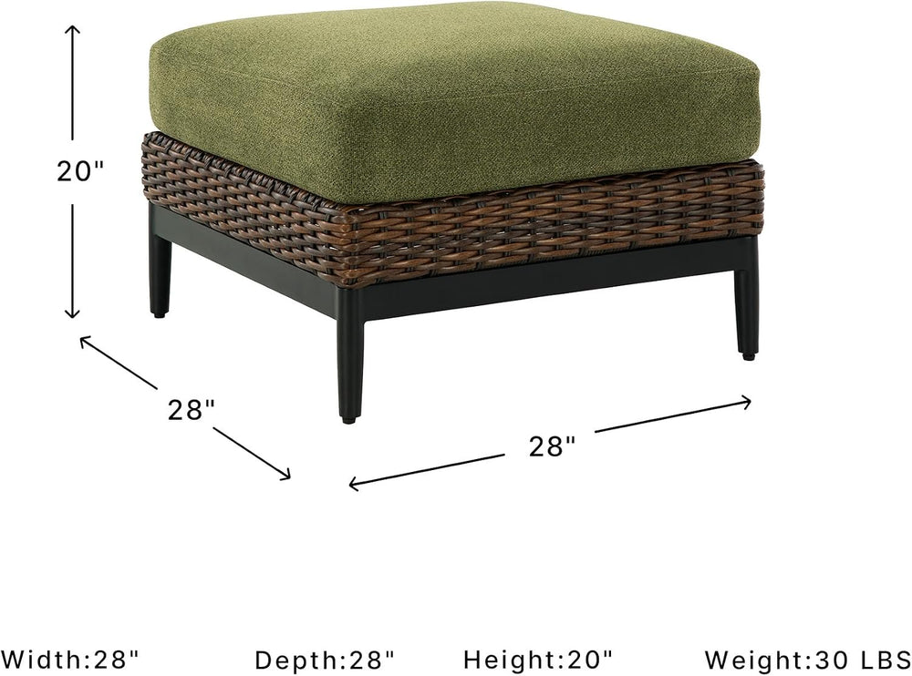 Signature Design by Ashley Outdoor Ottoman with Cushion, 28" Square Green