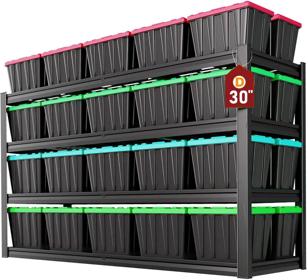 55" W Heavy Duty Garage Shelving 30" D Metal Shelving Unit, 4 Tier ...
