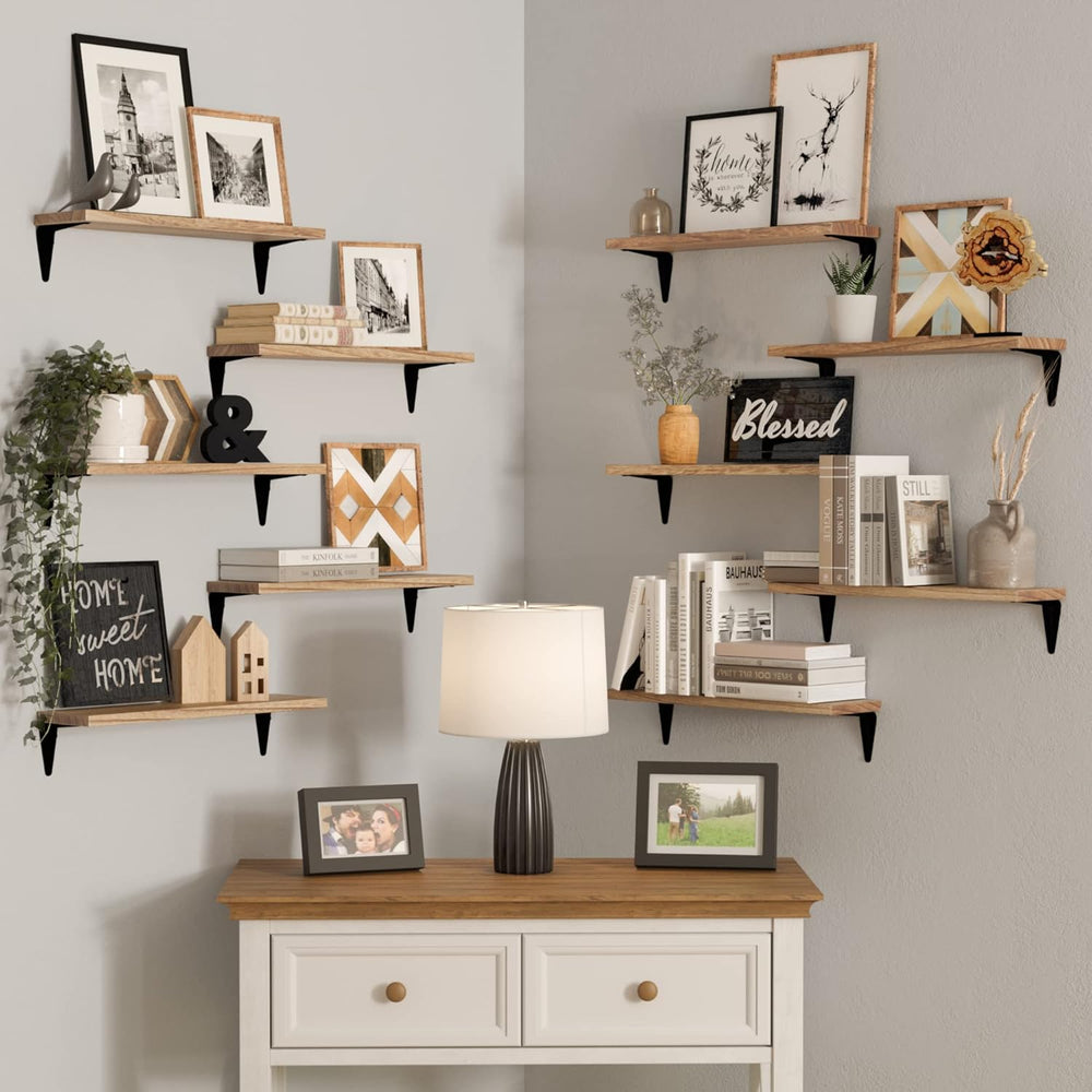 Wallniture Arras Wood Floating Shelves for Wall Storage, Small Bookshelf, Han...