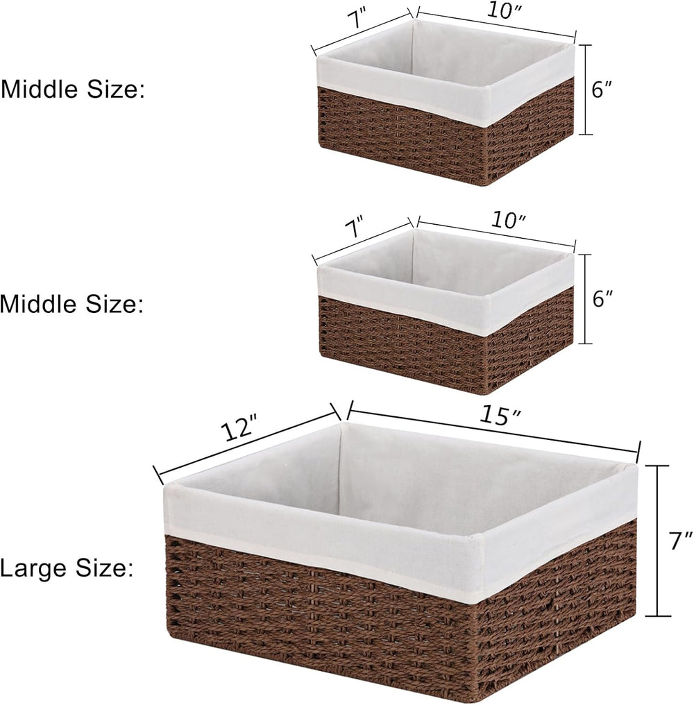 Vagusicc Wicker Basket, Set of 3 Hand-woven Storage Baskets for Organizing, D...
