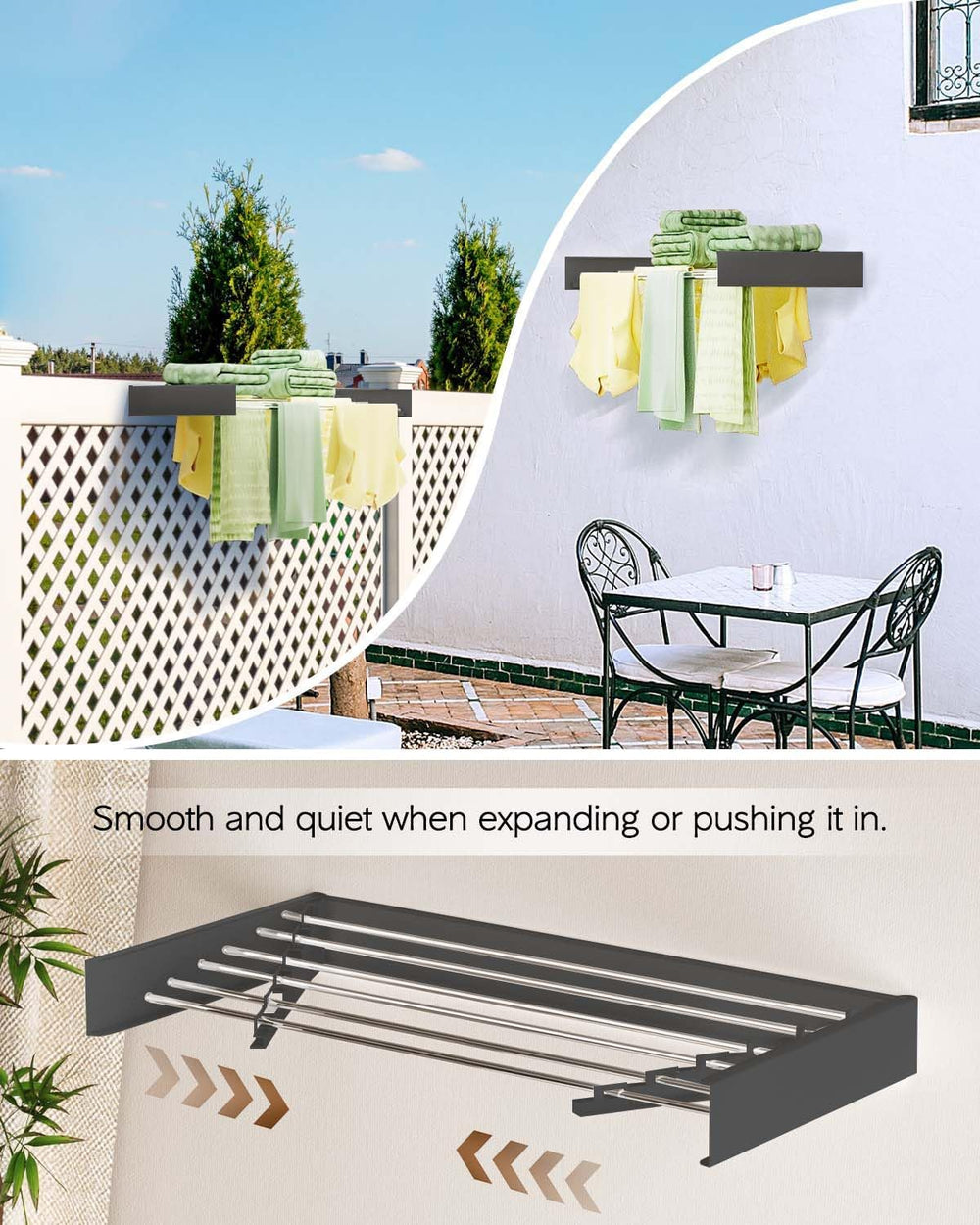 Vikaqi Wall Mounted Clothes Drying Rack 40", Foldable Wall Mount Laundry...