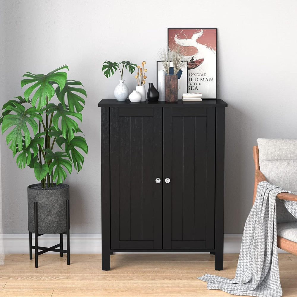 Tangkula Bathroom Floor Cabinet, with Double Door & Adjustable Shelf, 3 T...