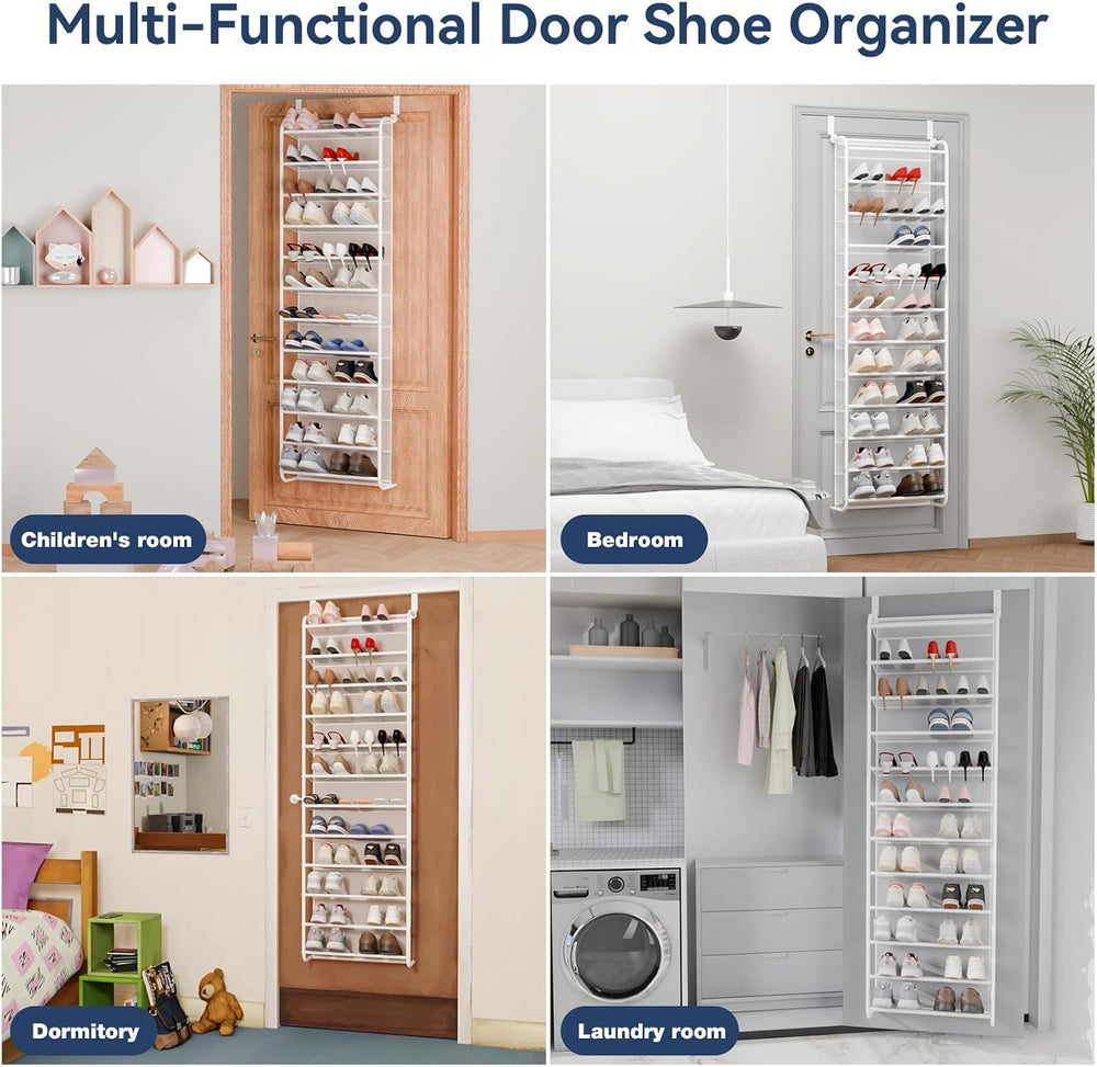 Whitmor 36 Pair Over the Door Shoe Rack,12 Tier Hanging Shoe Organizer with M...