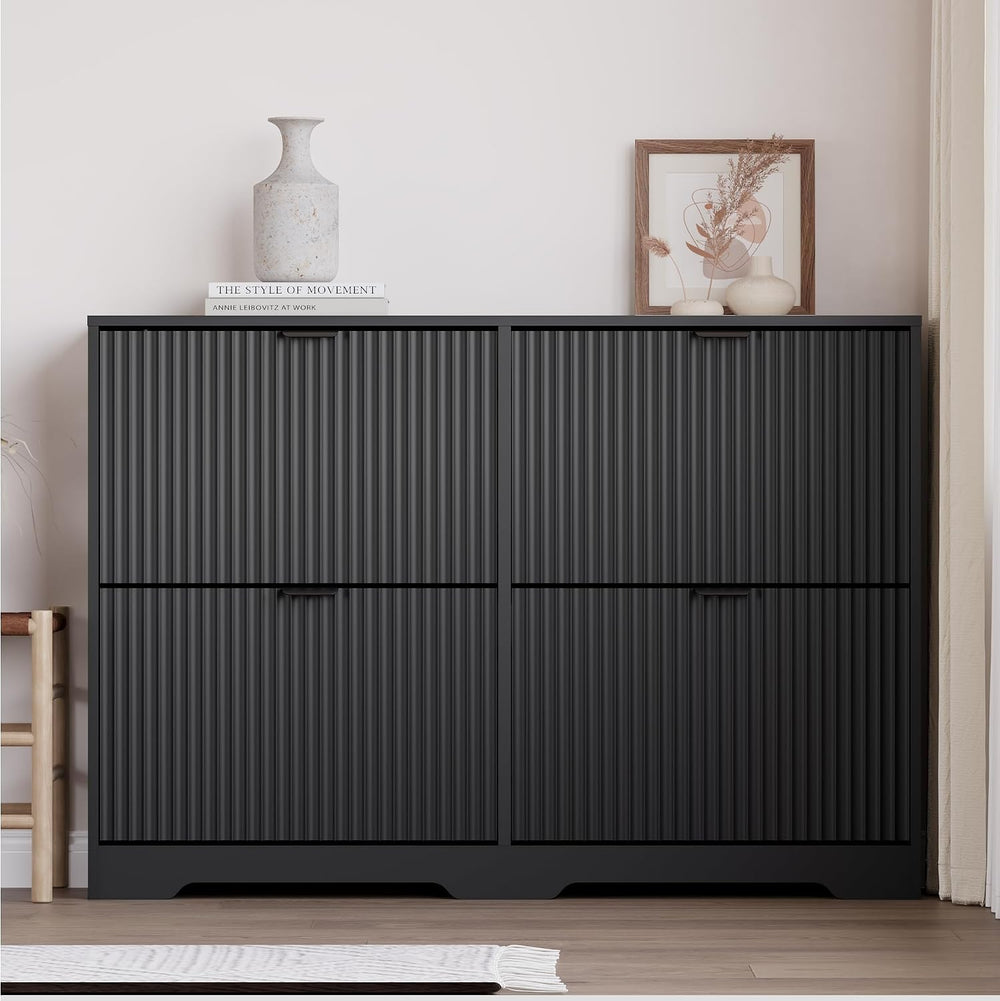 BORNOON Large Shoe Cabinet for Entryway, Shoe Rack Cabinet with 4 Flip Drawer...