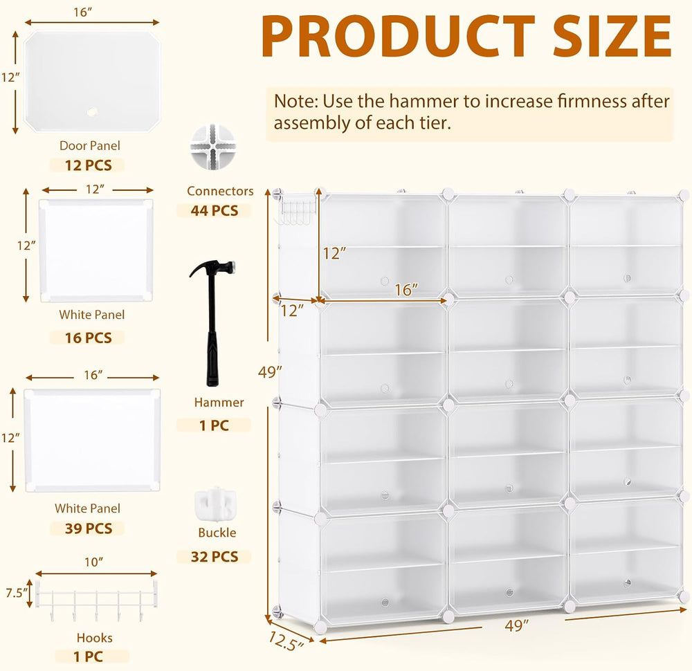 GOFLAME Portable Shoe Rack Organizer, 48 Pairs Expandable Modular Shoe Storag...