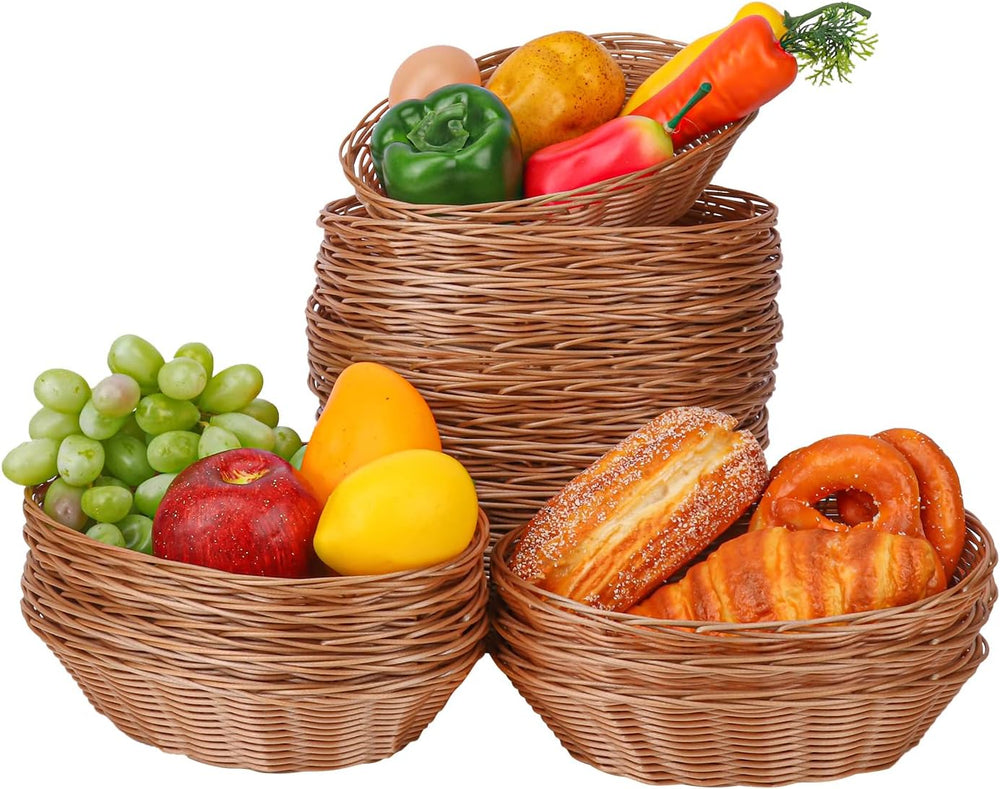 23 Pack 9 Inches Oval Wicker Bread Basket, Woven Serving Basket, Wicker Fruit...