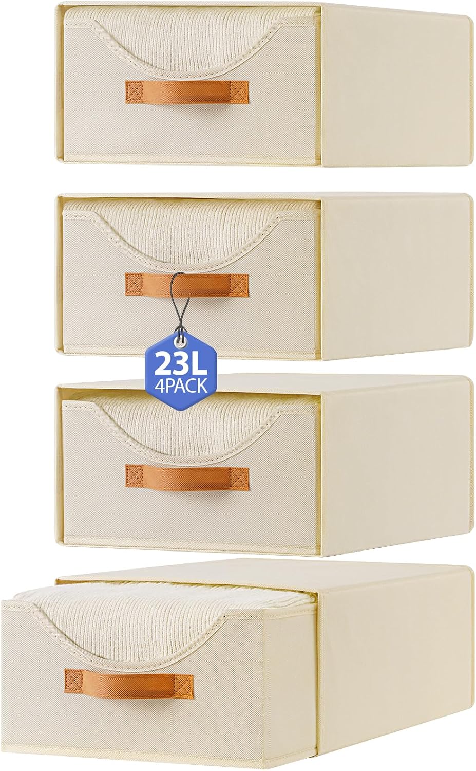 4 Pcs 16.5" Closet Drawers and Large Size Clothes Storage Bins Push-Out ...