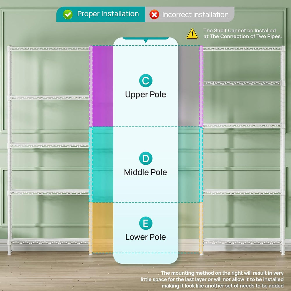 5 Metal Shelves Wire Shelving Storage Shelf Adjustable Unit Pantry