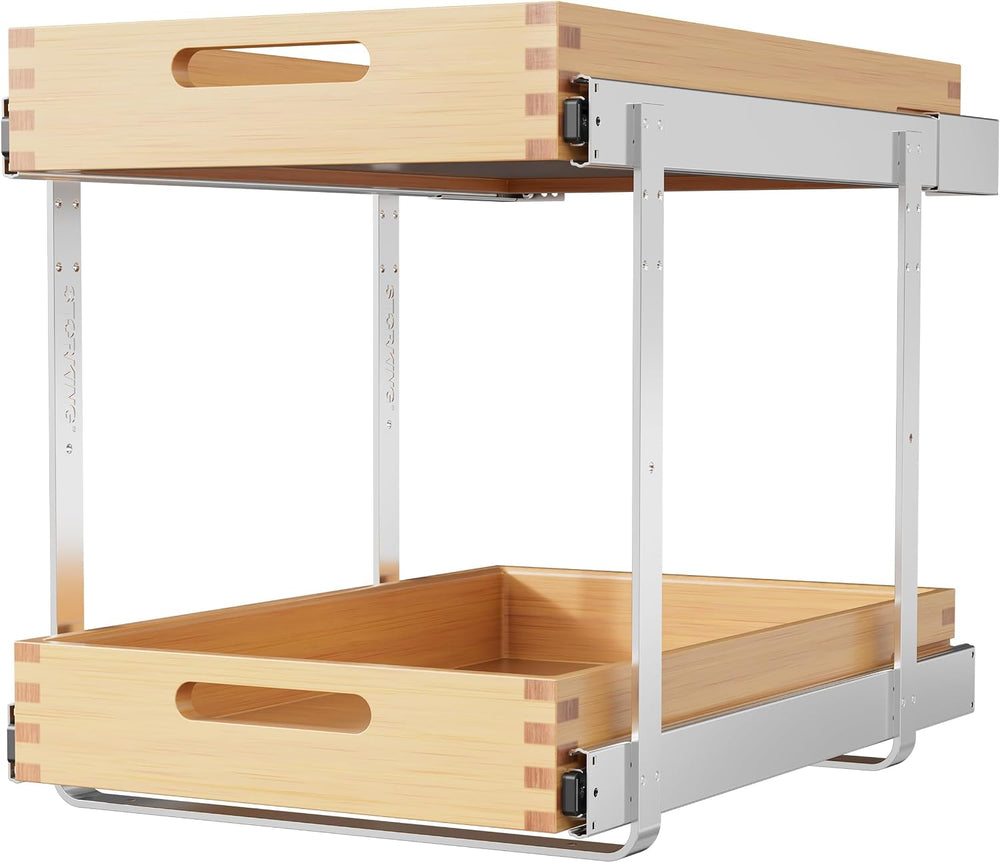 15"W x 21"D 2 Tier Pull Out Drawers for Cabinets, Farmeless&Farme