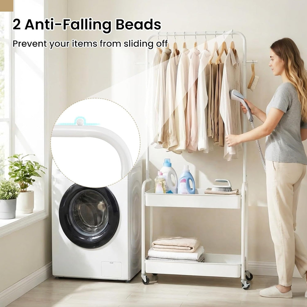 GIANTEX Rolling Clothes Rack, Heavy-Duty Clothing Rack w/ 2 Storage Baskets