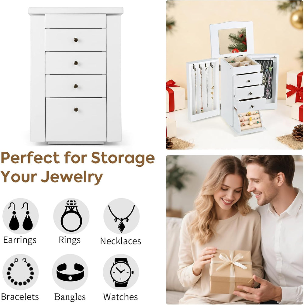Meangood Jewelry Box Jewelry Organizer, 5-Layer Wooden Jewelry Organizers and...