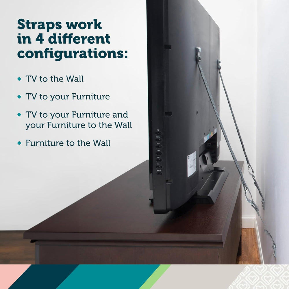 Safety 1st TV & Furniture Safety Straps, Black, 2‑Pack, Screws Included (...