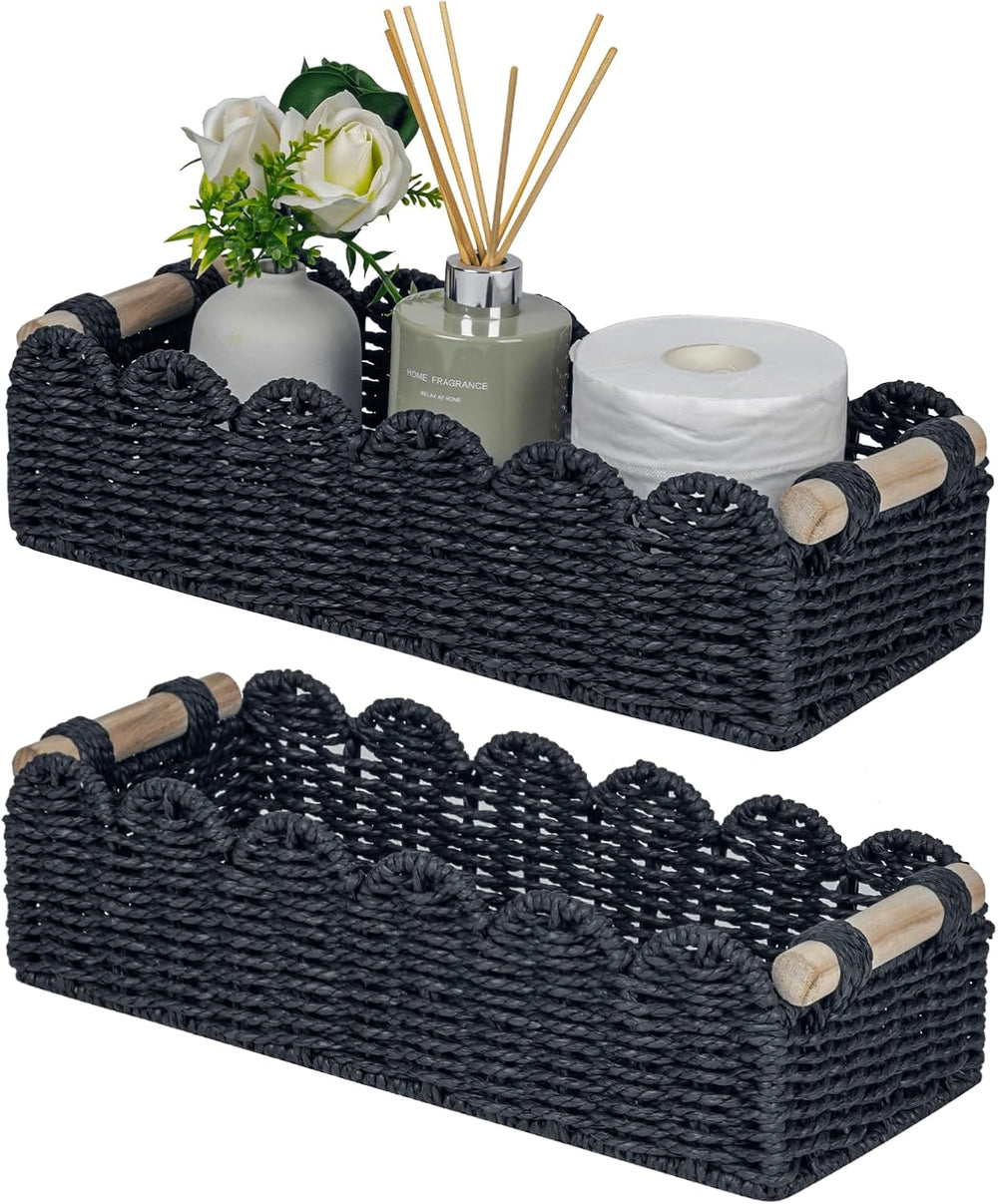 CubesLand Bathroom Basket Organizer, Toilet Tank Paper Storage Baskets 2PK
