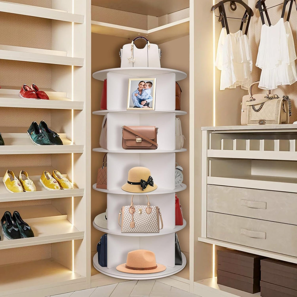 5 Tier Rotating Shoe Rack Tower, 360° Revolving Shoe Organizer, Free Standing...