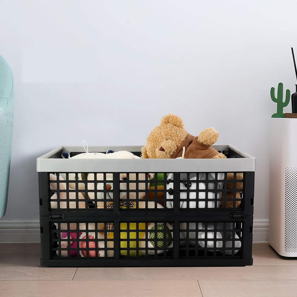 Vababa 42 L Stackable Collapsible Storage Crate, 3-Pack Storage Basket