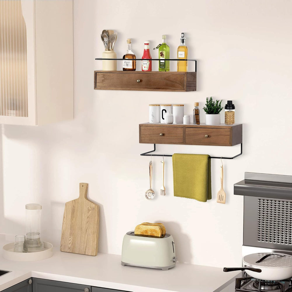 Floating Shelves for Wall Storage, Wall Mounted Bathroom Shelf with Drawers S...