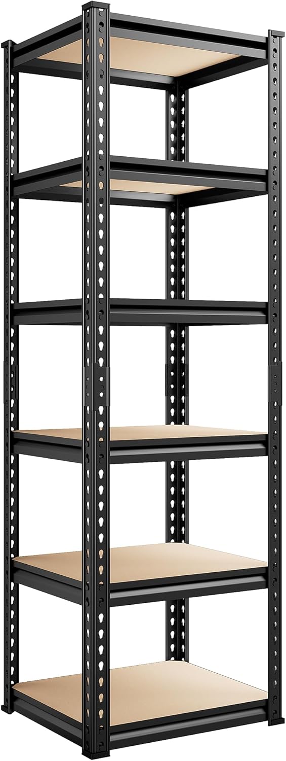 REIBII Storage Shelves for Pantry, Kitchen, 6 Tier Garage Shelving