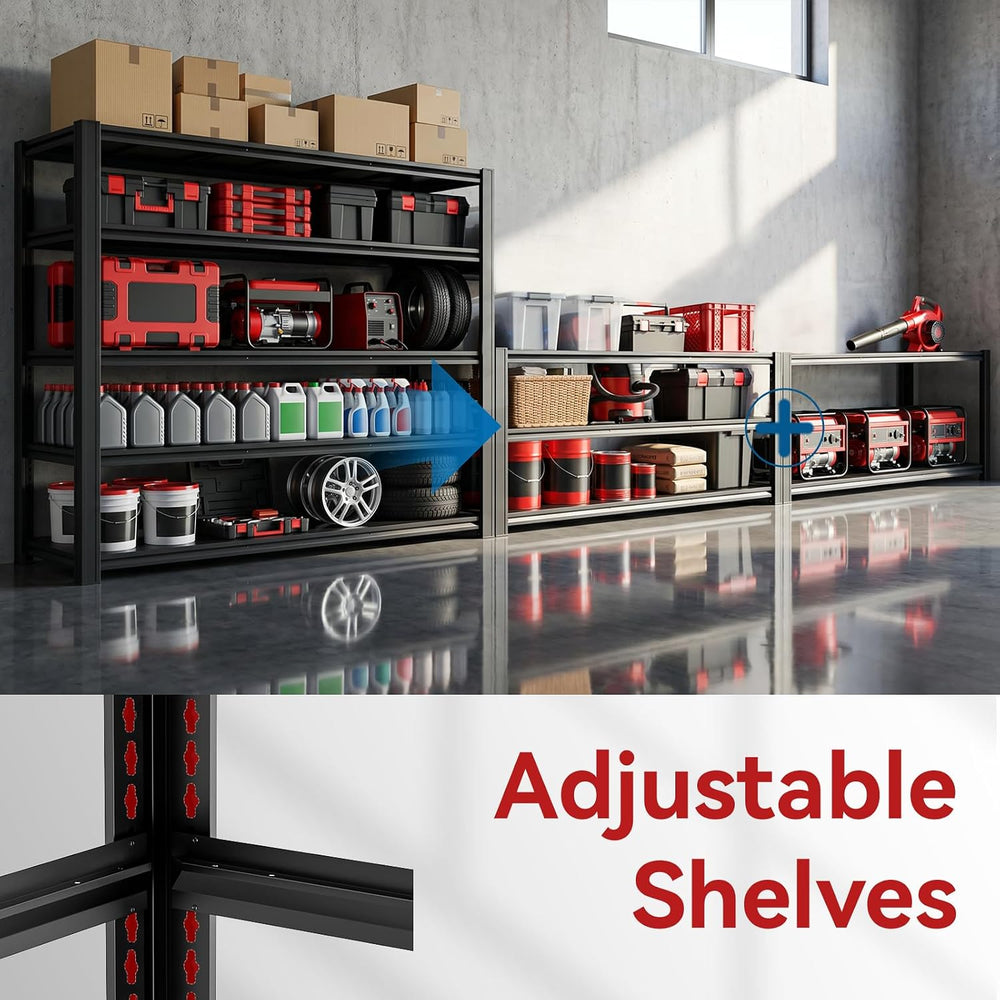5-Tier Heavy Duty Garage Shelving, 5000LBS Capacity, 84" H x 62" W ...