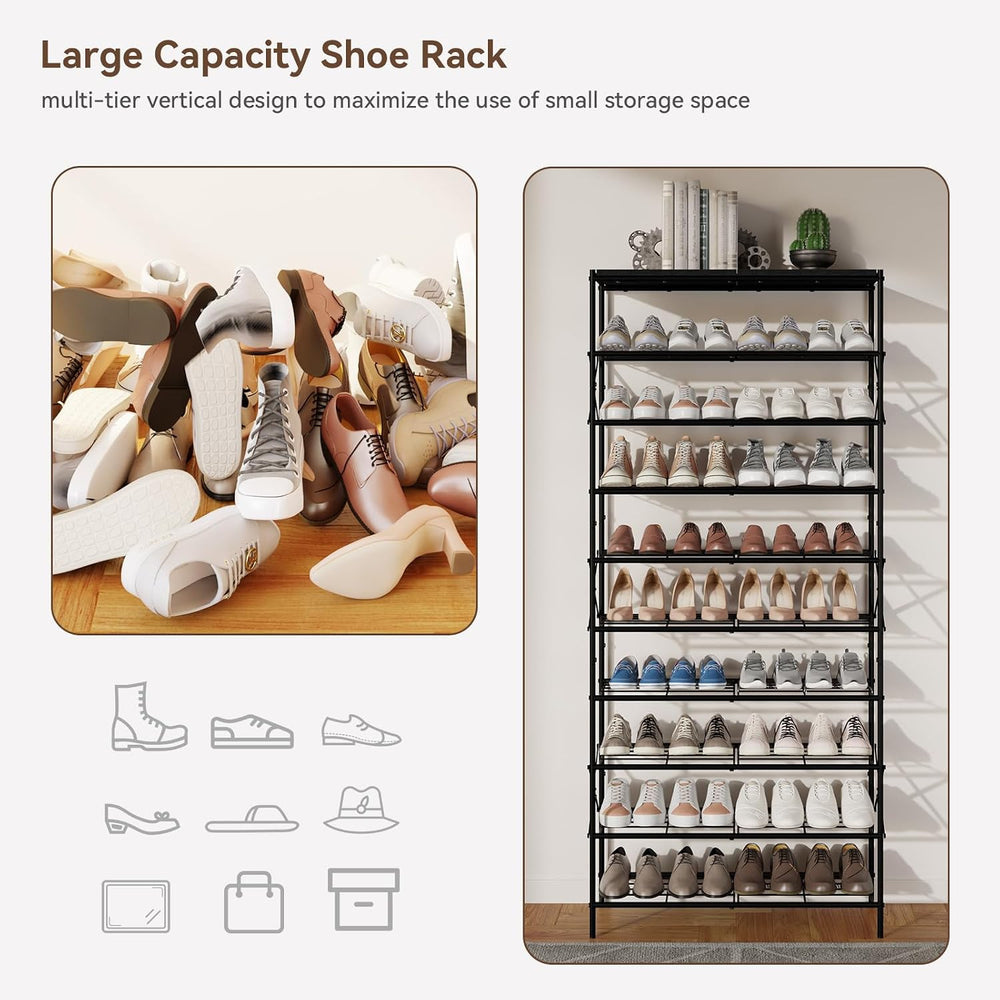 IBUYKE 10 Tier Shoe Rack, Large Capacity Shoe Storage Organizer for 40 Pairs ...