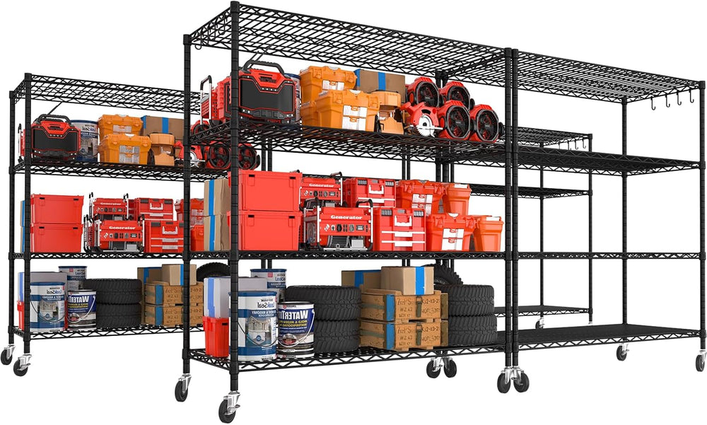 PrimeZone 55.5" Wx24 x80 Heavy Duty Metal Wire Storage Shelving with Wheels