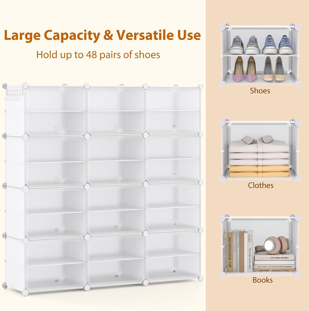 GOFLAME Portable Shoe Rack Organizer, 48 Pairs Expandable Modular Shoe Storag...