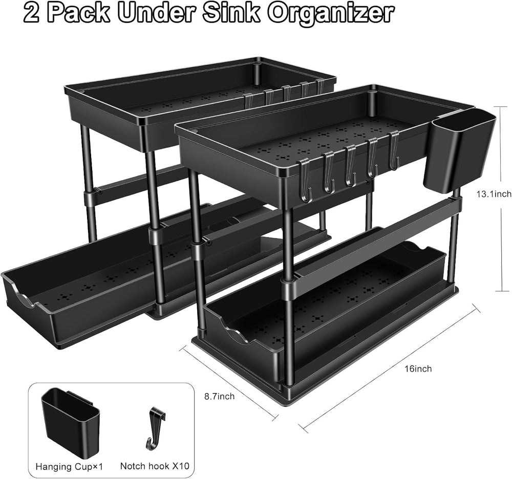 JPart Under Sink Organizer, Kitchen Organizers and Storage, 2-Tier Bathroom C...
