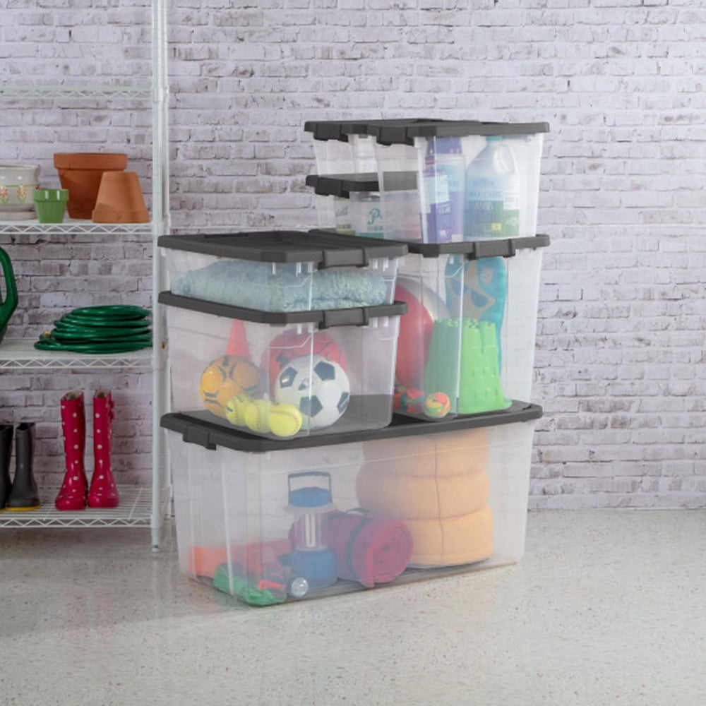 Sterilite 18-Pack Modular Stacker Box, Durable Clear Plastic Storage Bins wit...