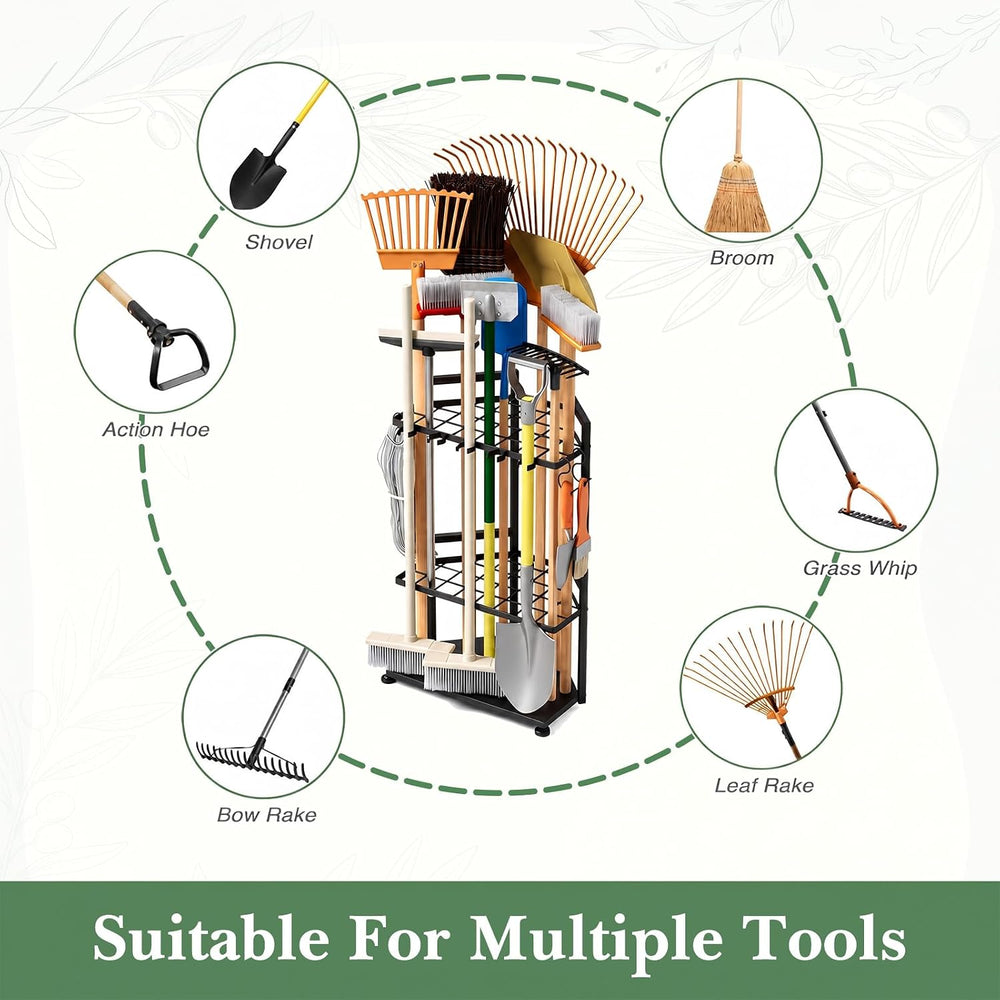 Faesun Garden Tool Organizer for Corner, 3-Tier Metal Yard Tool Rack, Holds 5...