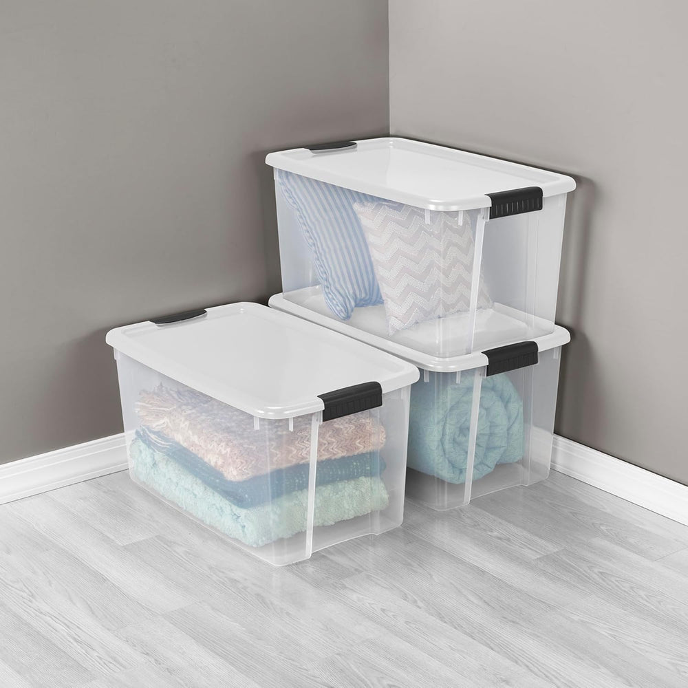 Sterilite Ultra Latch Box with Lids for Home and Office, 70 Quart, 8-Pack