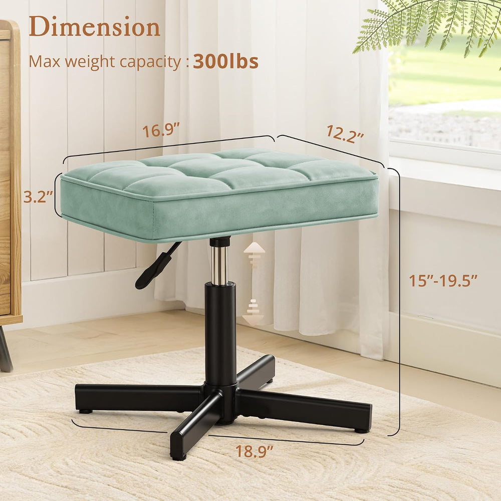 LUE BONA Adjustable Vanity Stool, 15''-19.5'' Foot Rest Under...