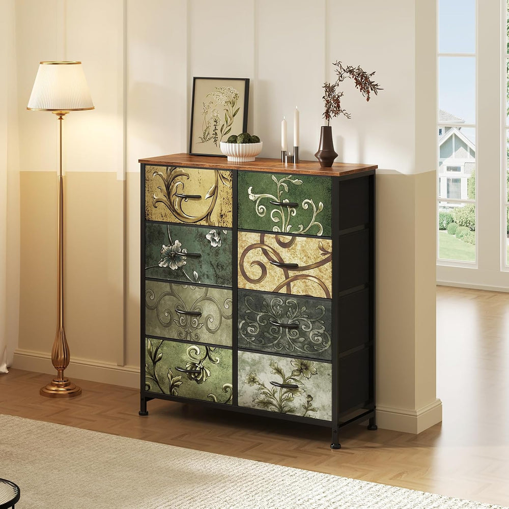 Sweetcrispy 8 Drawer Fabric Dresser, Tall Storage Tower for Bedroom
