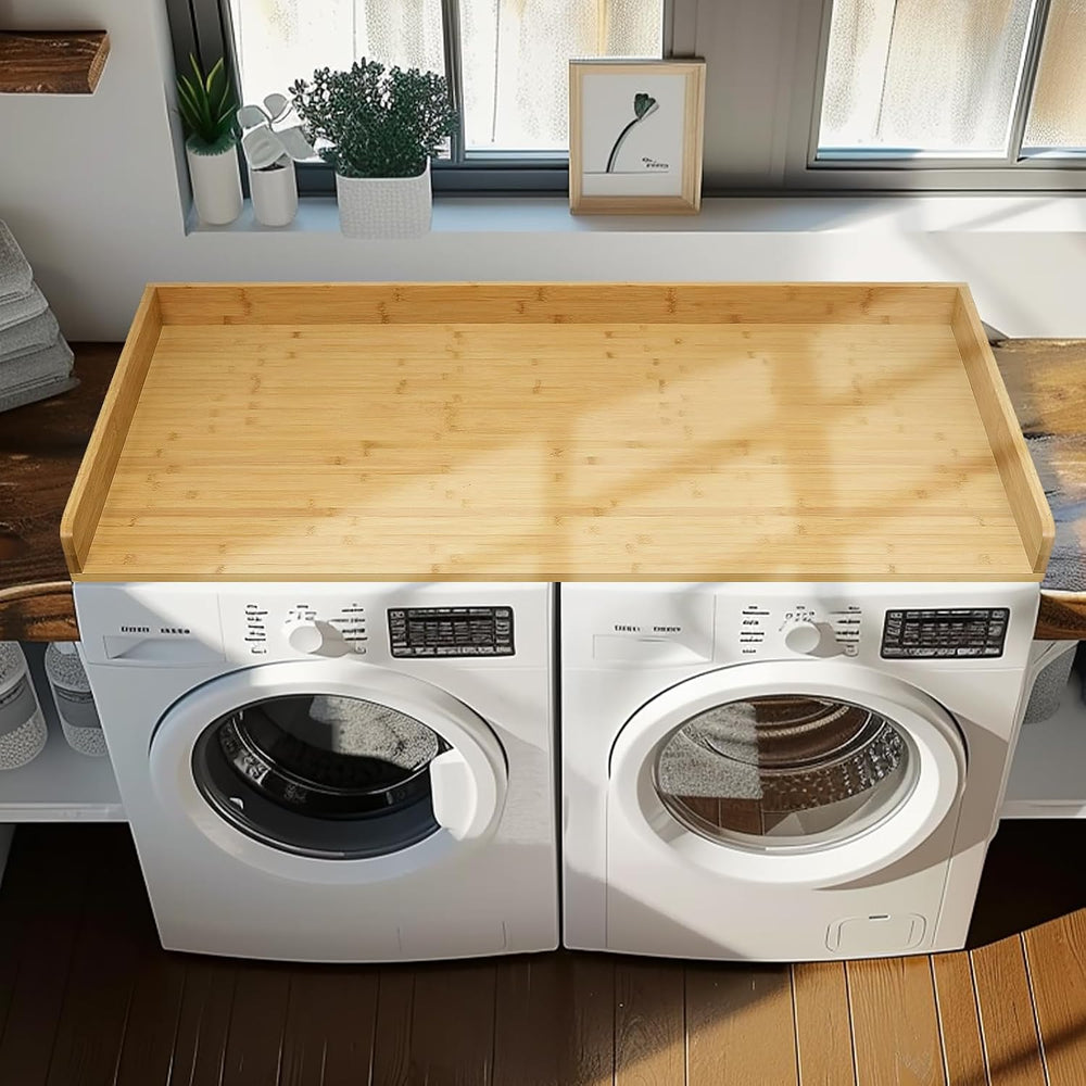 Gashell Bamboo Washer Dryer Countertop for Laundry Room Organization