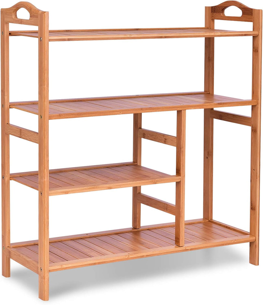 Casart 4-Tier Bamboo Shoe Rack with Boots Storage, Freestanding Wooden Displa...