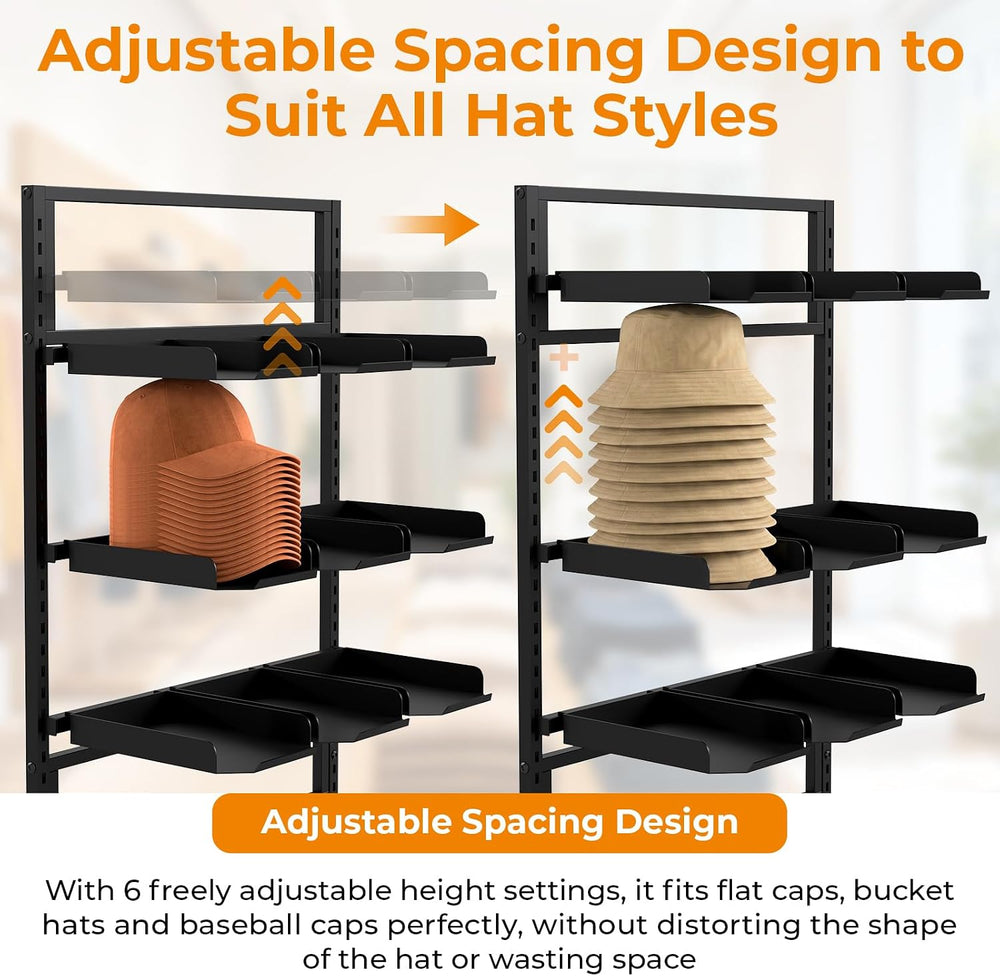 tonchean 6 Tier Rolling Hat Display Rack with Wheels