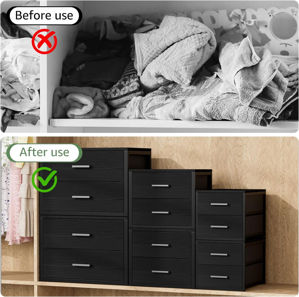 BOLUO Stackable Storage Drawers Narrow Closet Organizers and Storage Fabric B...